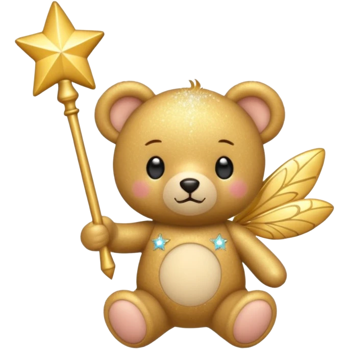 Fairy glitter teddy with wand emoji