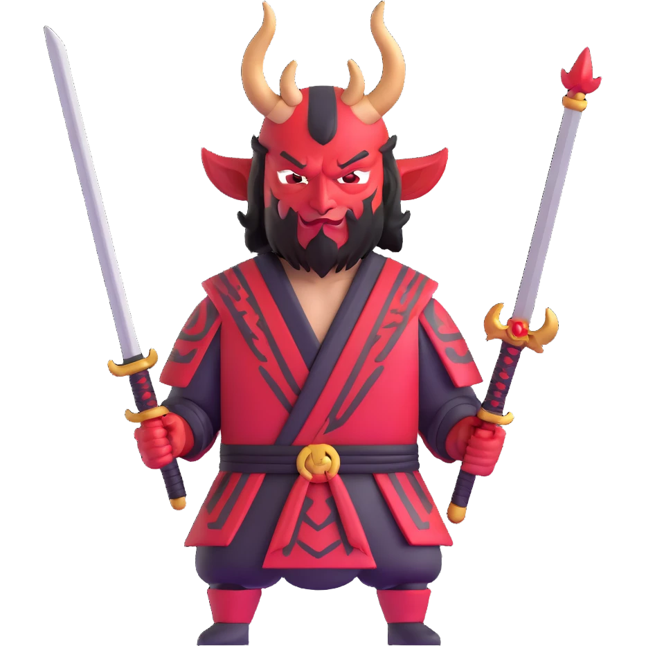 Devil samurai warrior with horns emoji