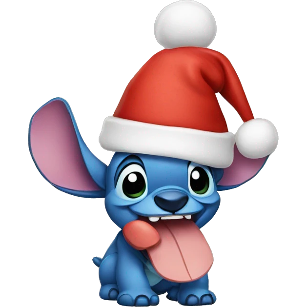 Stitch wearing Christmas hat  emoji