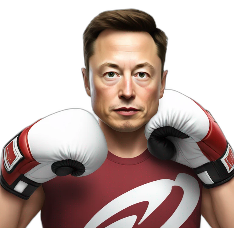 elon musk with boxing gloves, ready ti fight emoji