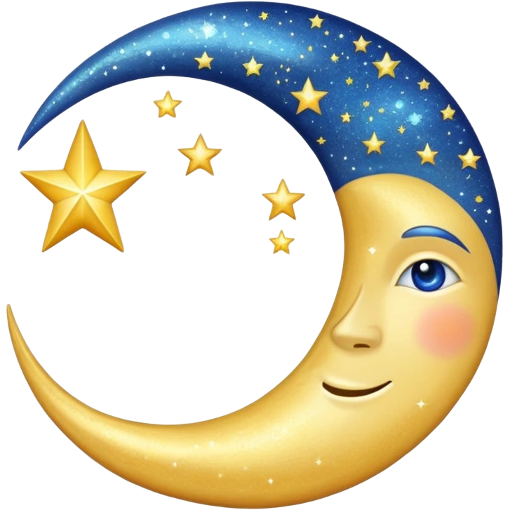 Glitter cian moon emoji