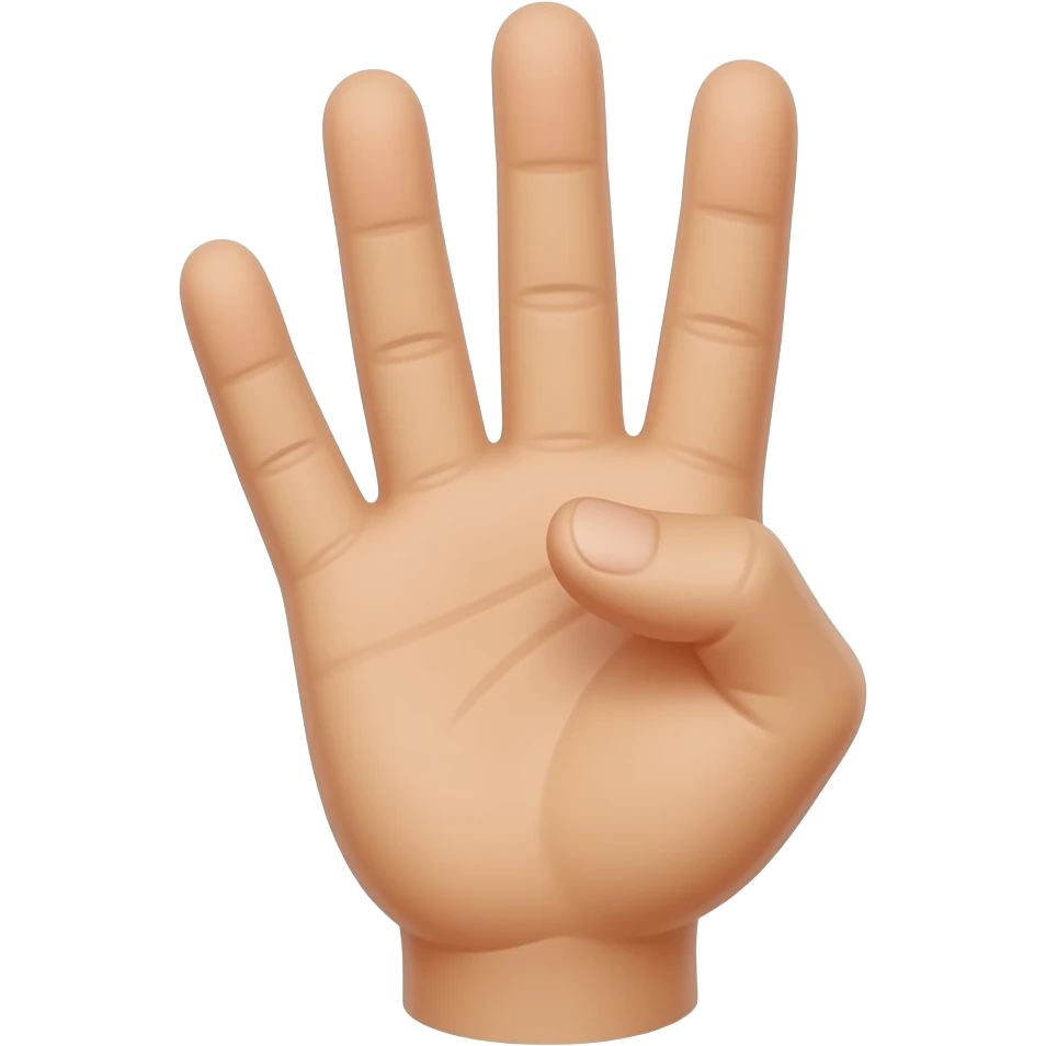 Une mains et 3 doigts de levés, le pouce,  l'index et le majeur emoji