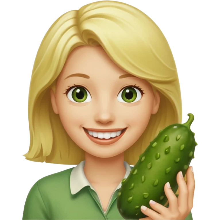 Naked Blonde with a pickle in her mouth emoji