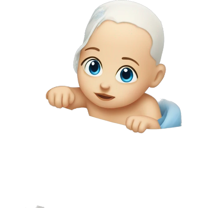 blue-eyed baby in cradle emoji
