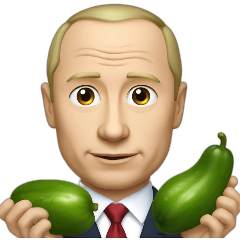 Putin com um pepino na boca emoji