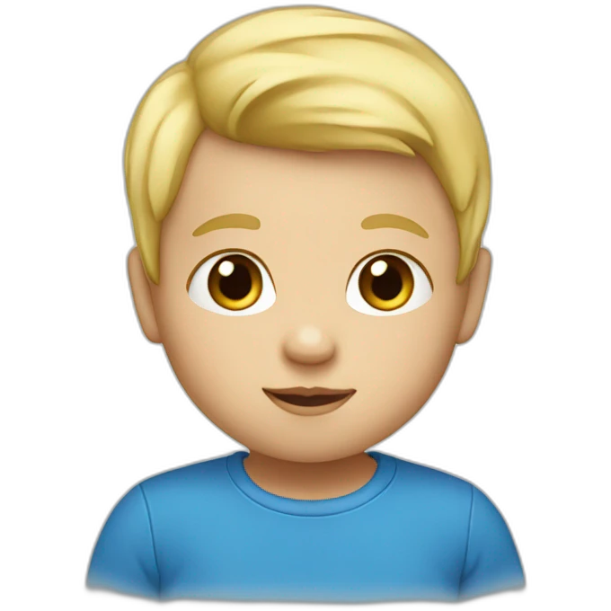 A baby with blond hair and a blue T-shirt emoji