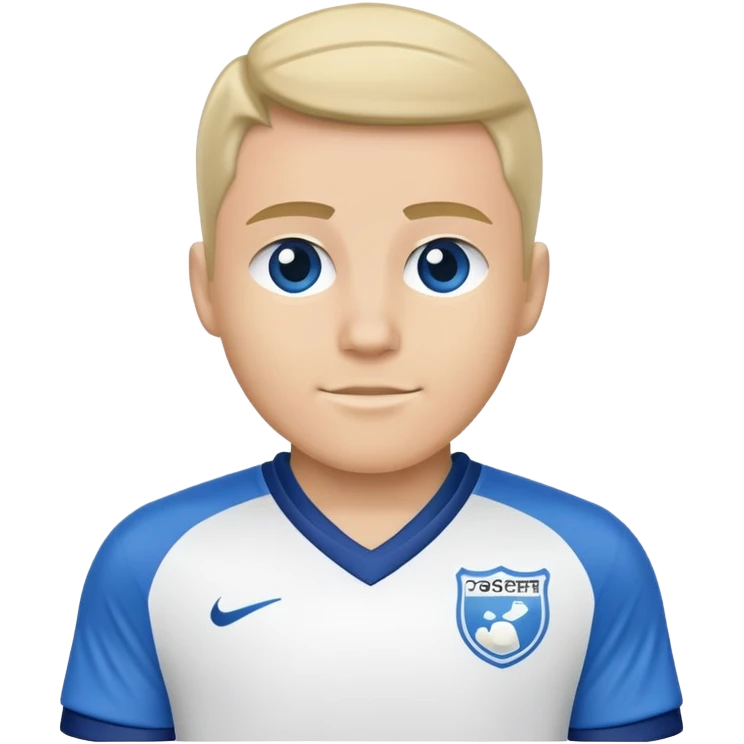 White soccer jersey with blue collar and sleeves emoji