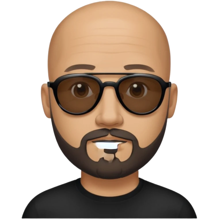 Bald man, wearing black fashion sunglasses, goatee beard emoji