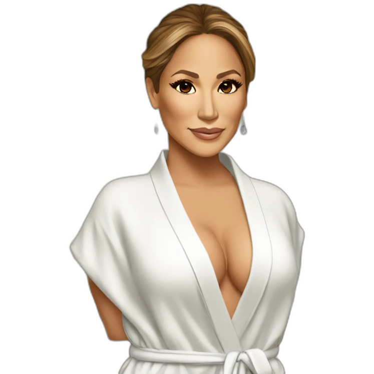 big bosomed Latina Jennifer lopez in a bathrobe emoji