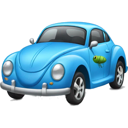 Blue car with dragonfly emoji