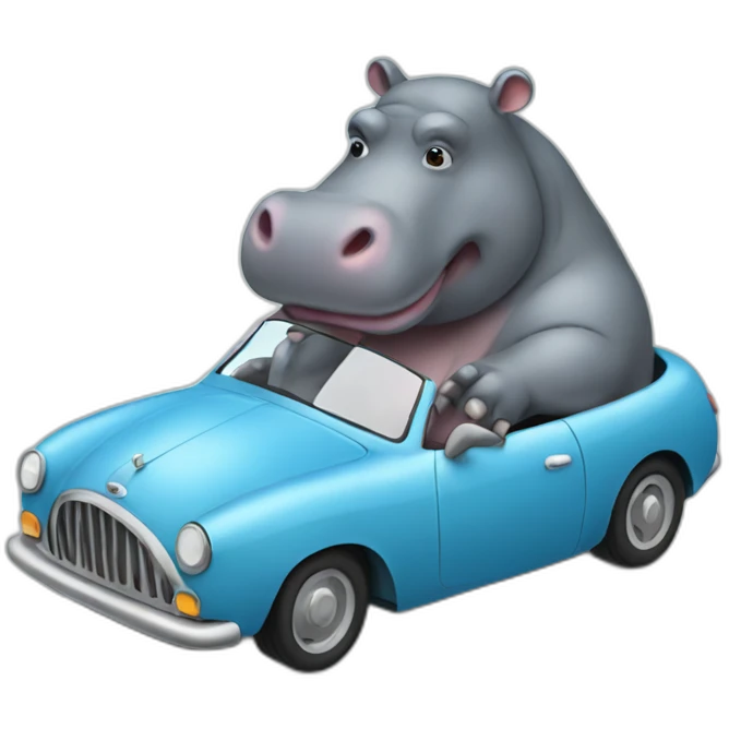 hippo holding a car emoji