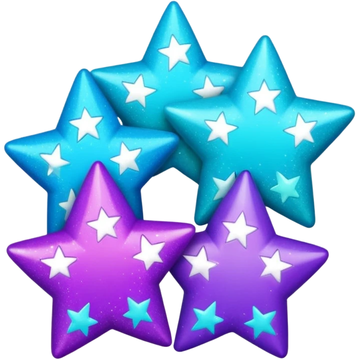 glitter purple and cian 3 stars  emoji