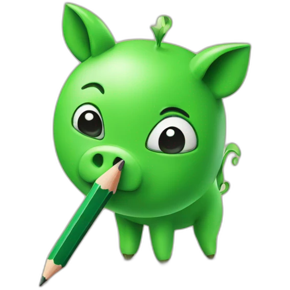 green piggy holding a pencil emoji