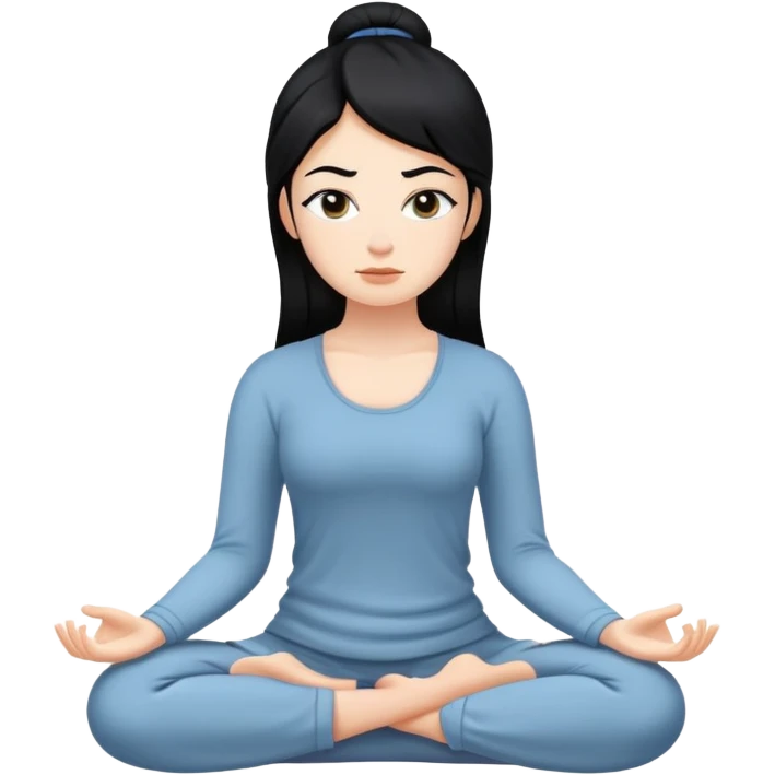 White girl  with black hair meditating emoji