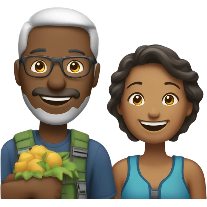 Man & wife having fun outdoors emoji