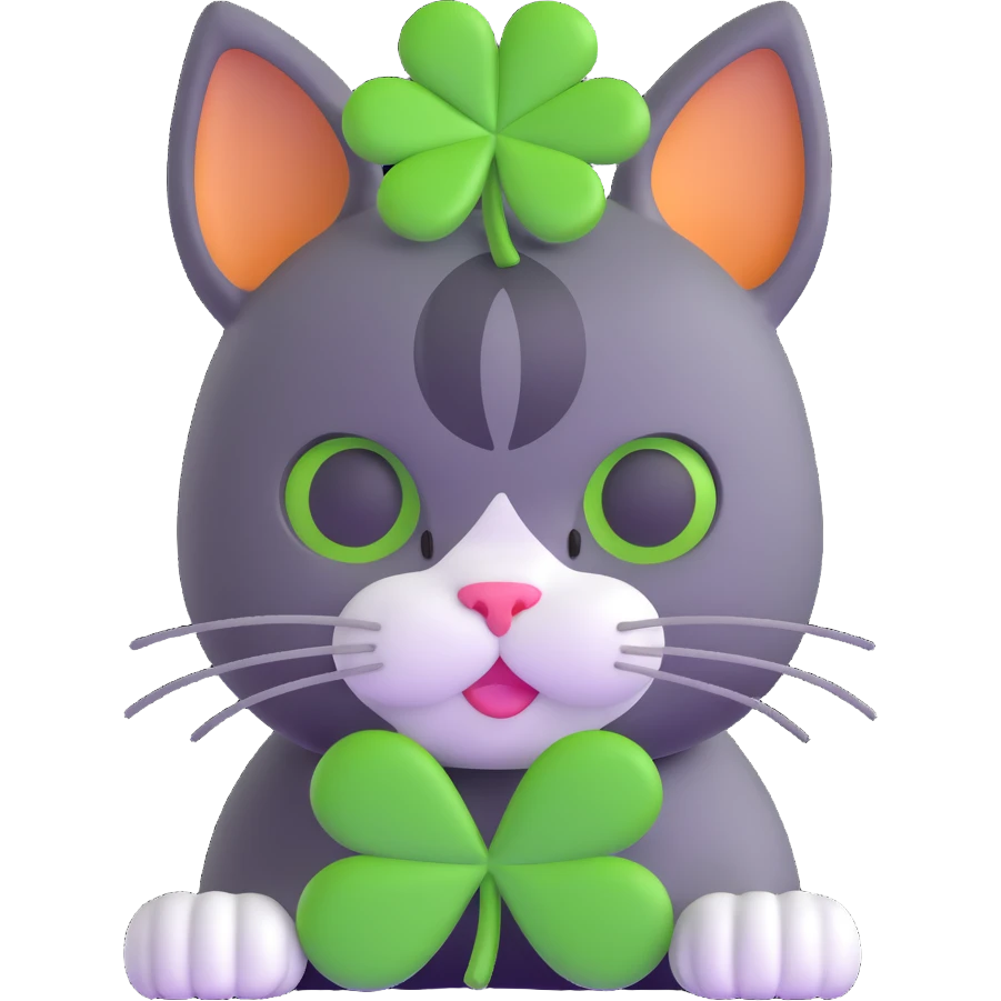 cat with clover on head emoji