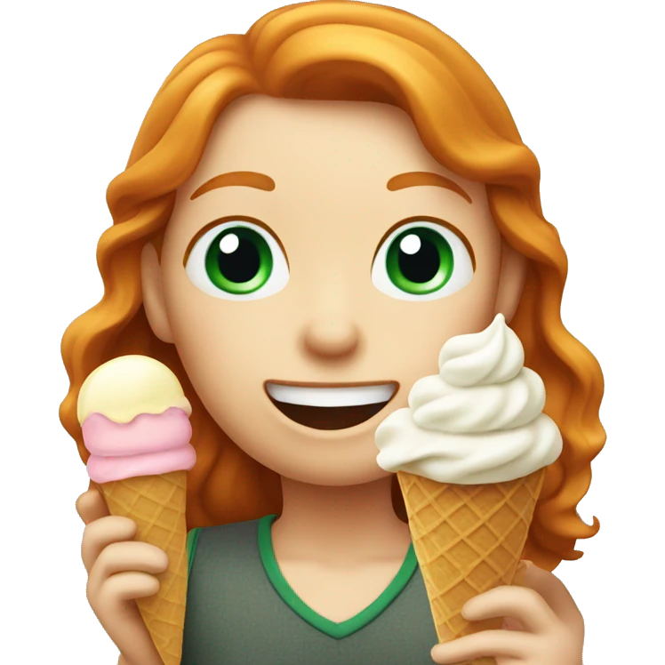 ginger eating ice cream emoji