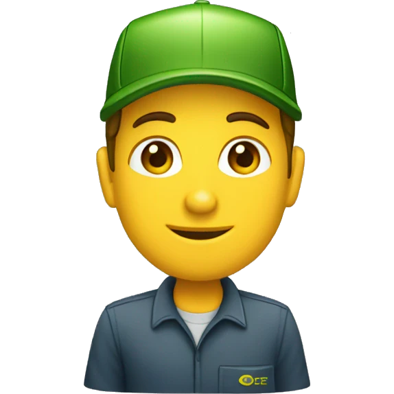 Service technician with a John Deere C&F cap emoji