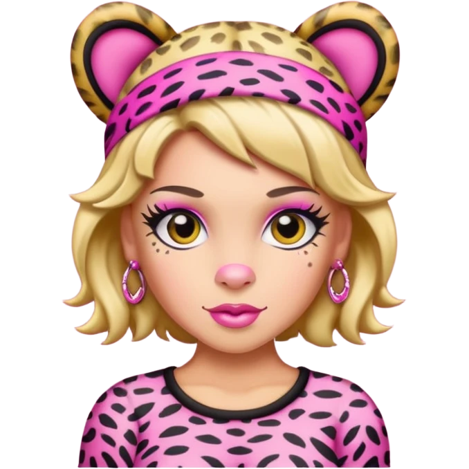 P!nk in leopard costumes with leopard headband emoji