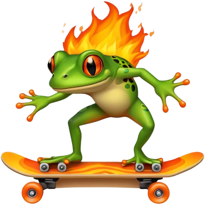 Burning frog on skateboard  emoji