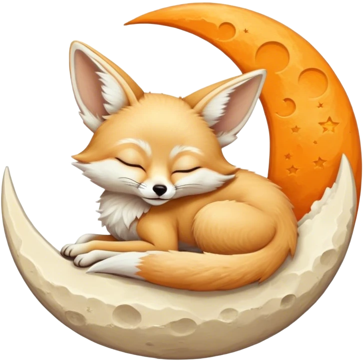 fennec sleeping on a moon sickle  emoji