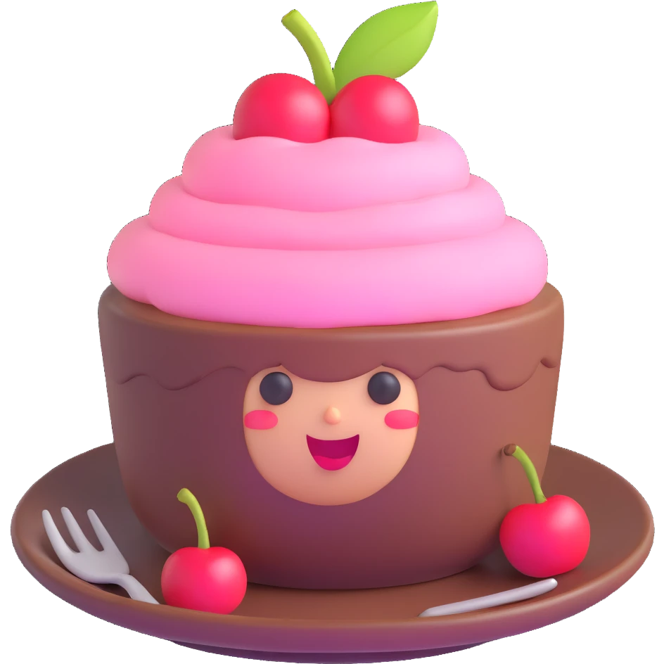 shy pudding with blushing cheeks, cherry on top, creamy soft background emoji