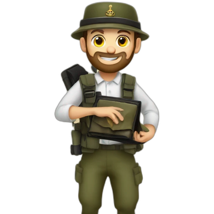 A Jewish soldier puts on a tefillin emoji