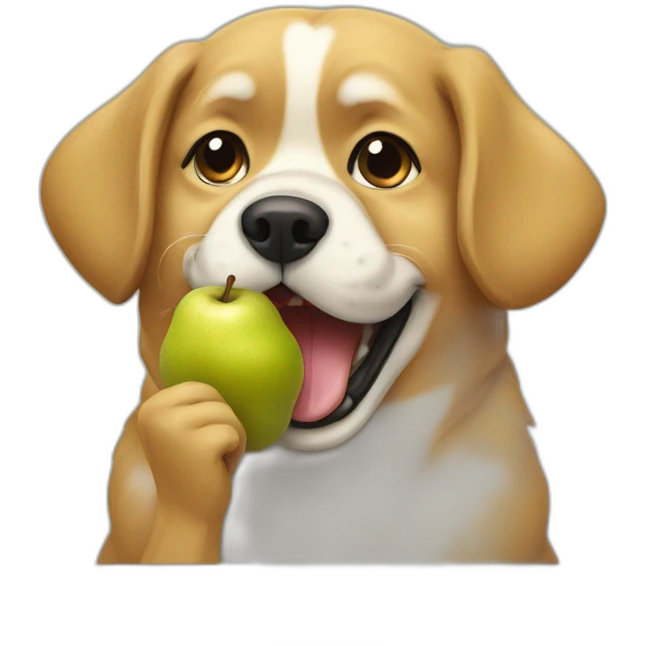 Dog eating pear emoji