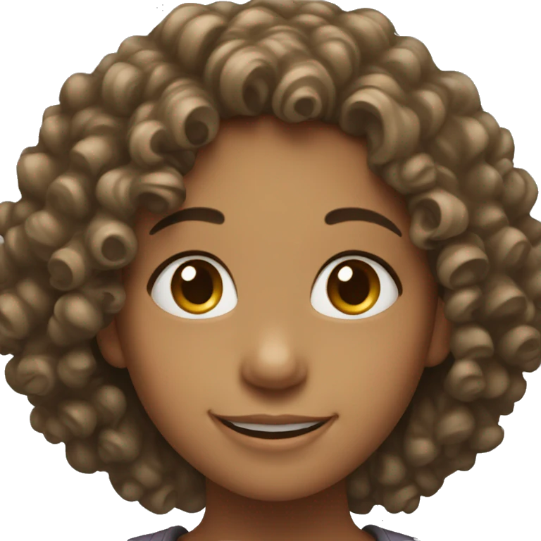 smiling girl with curly hair emoji