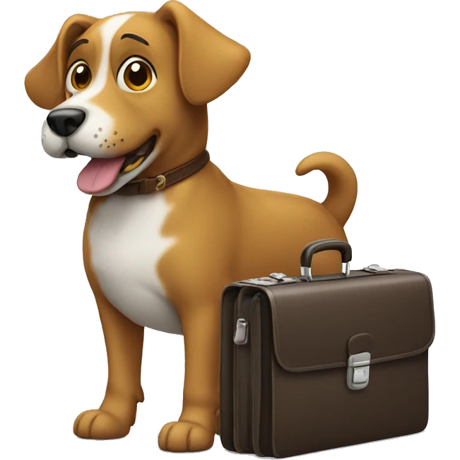 dog holds briefcase emoji
