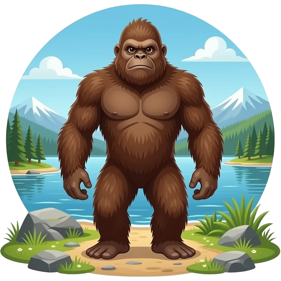 Bigfoot near bay emoji