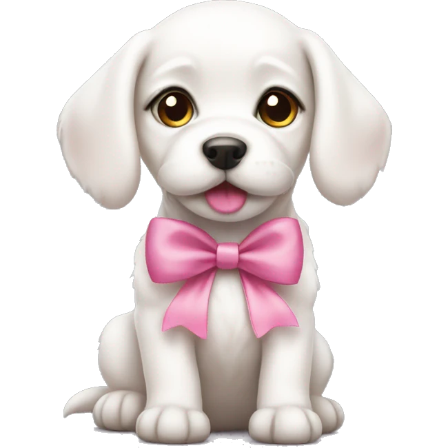 White puppy with pink bows emoji
