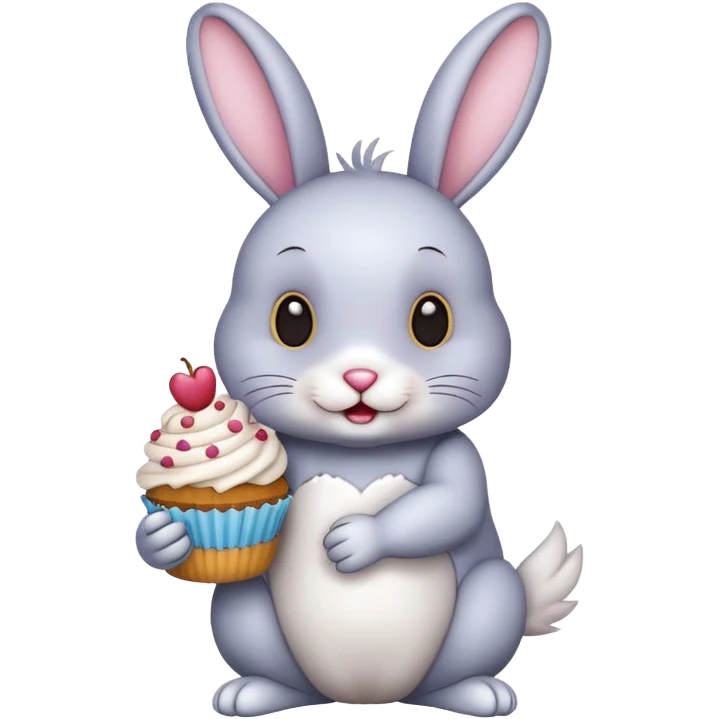 Rabbit with cupcake emoji