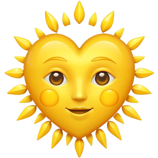 yellow heart with a geometric sun emoji