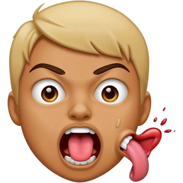 Tongue out spitting like in a joking way kinda angry emoji