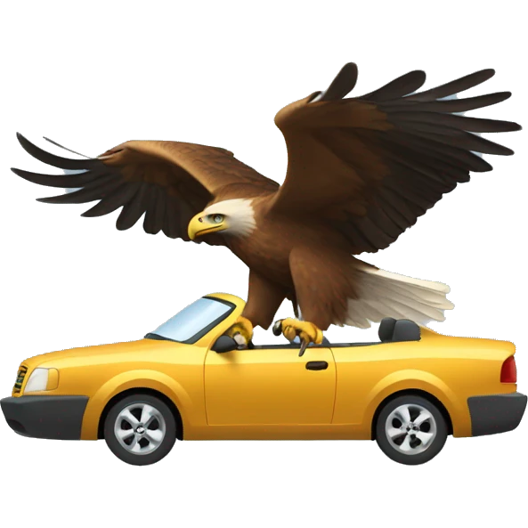 Golden eagle driving a car emoji