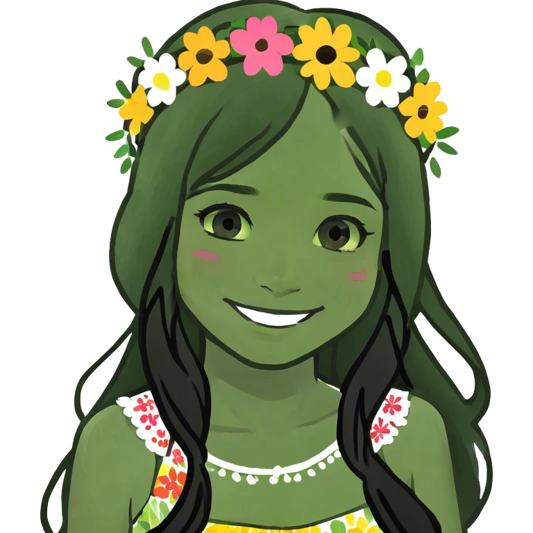 smiling girl with long black hair emoji