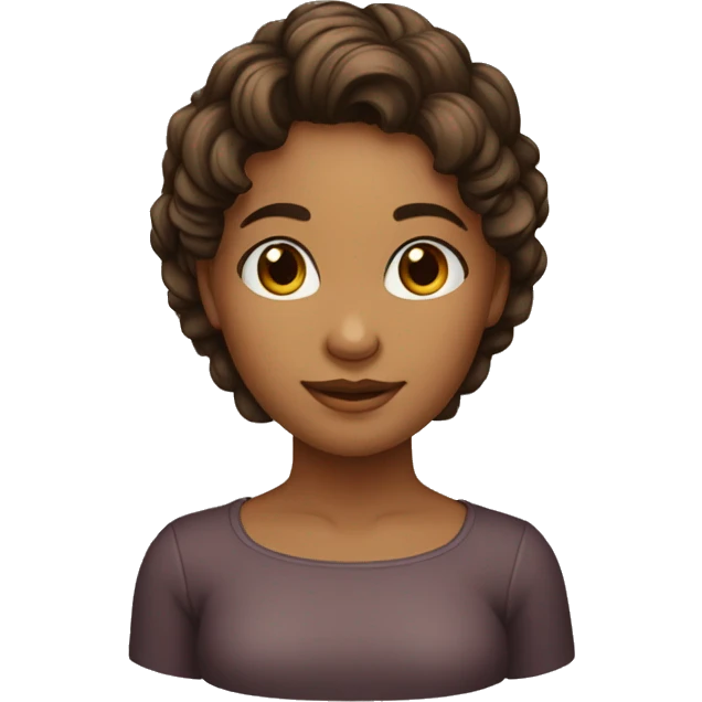 Menina com cabelo castanho escuro, cabelo levemente de lado médio emoji