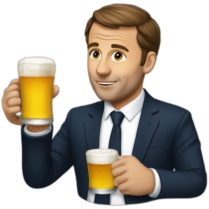 Macron drinking beer emoji