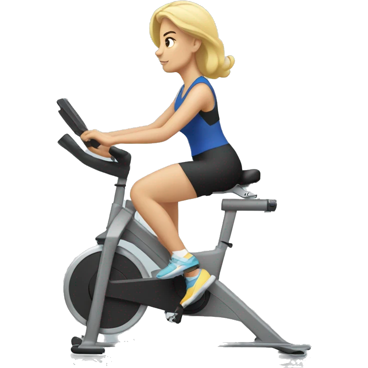 Blonde woman on stationary bike emoji