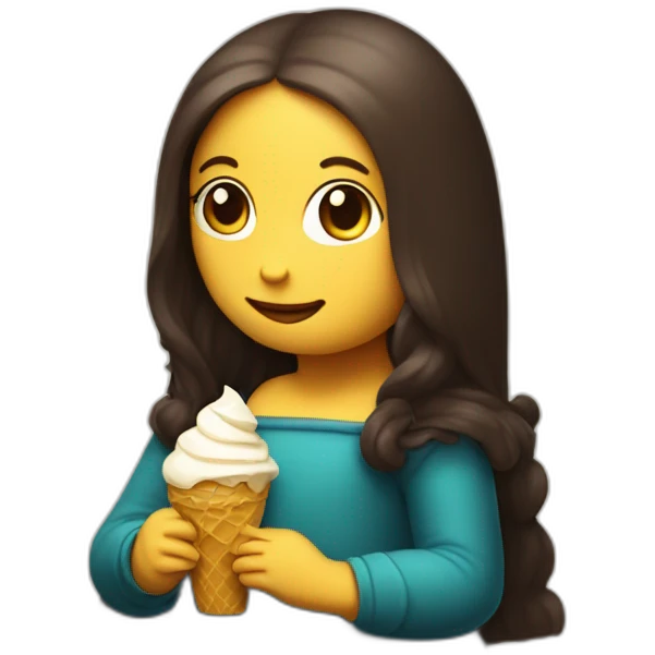 Cute Mona Lisa eating ice cream emoji