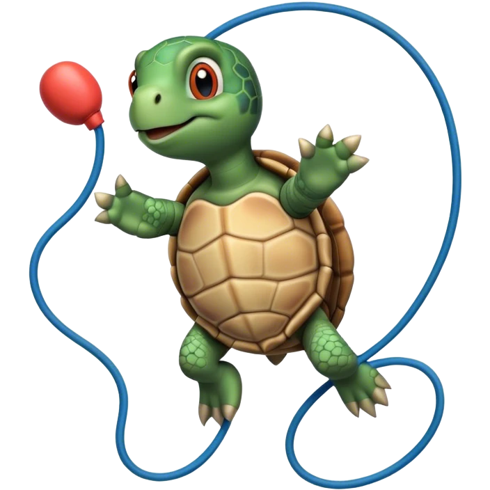 A turtle doing jumping ropes emoji