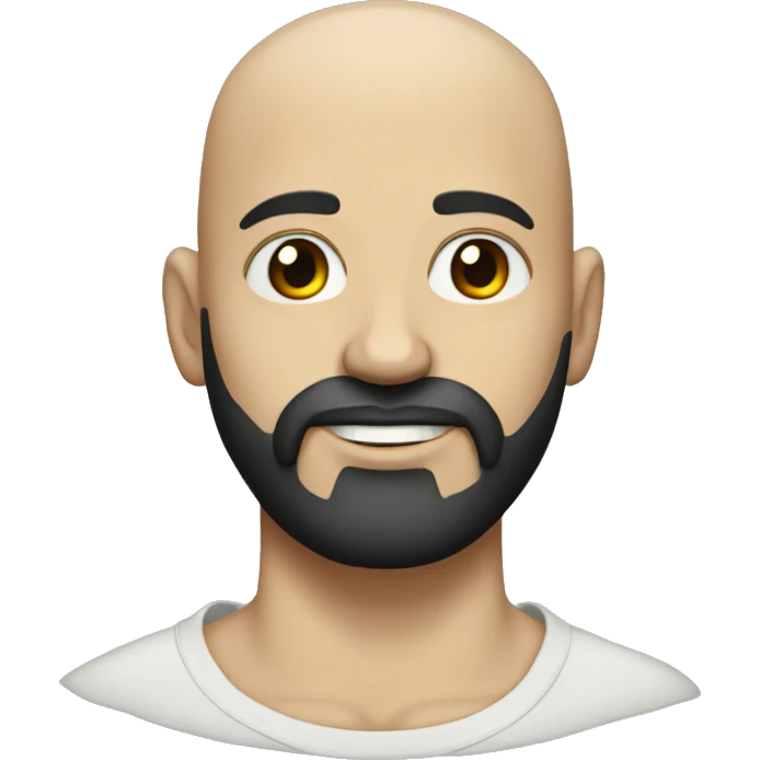 White bald man with black beard and heart tattoo under left eye emoji