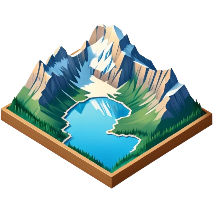 isometric exterior view glacier national park hidden lake  emoji