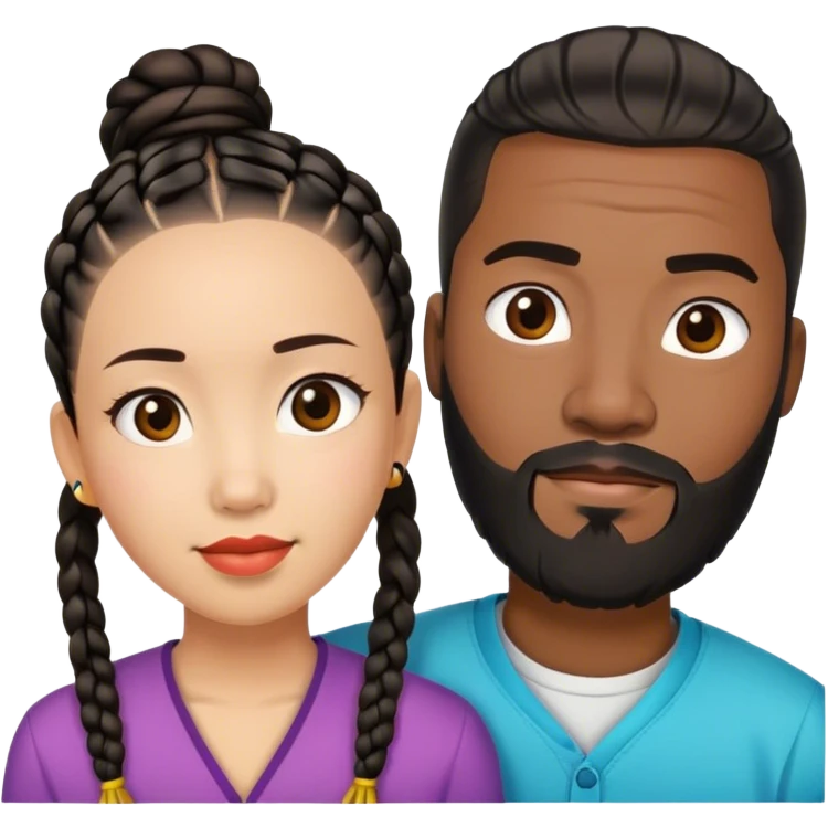 Guy with cornrows and a beard and his Asian girlfriend  emoji