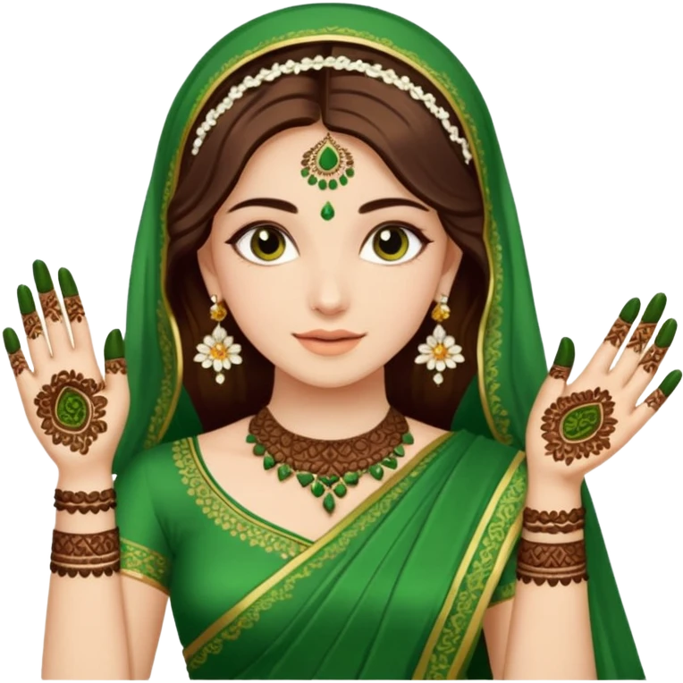 bride in mehendi Ceremony in green saree emoji