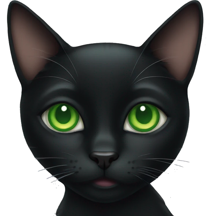black cat with green eyes emoji