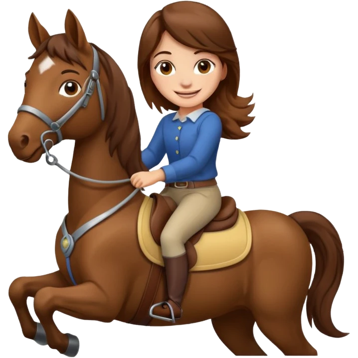 brown haired girl on a horse smiling' emoji