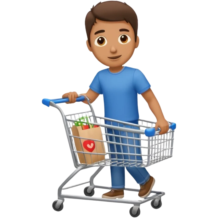 a man with a shopping cart full body emoji