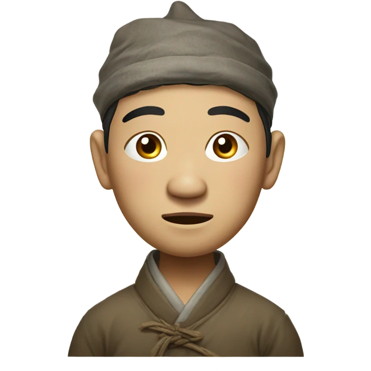 photorealistic sad Chinese peasant 1960s emoji